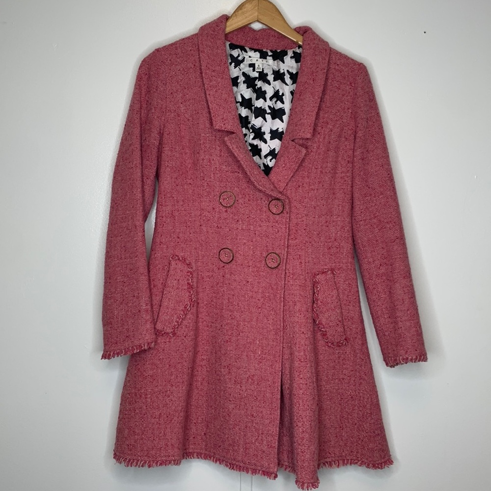 CAbi Madison Avenue Pink Tweed Coat Size 6